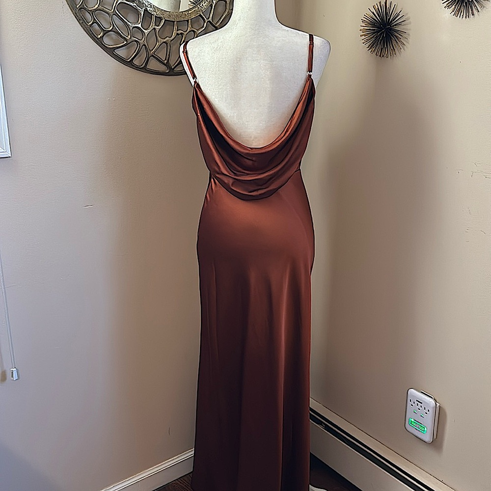 Revelry Nadia Rust Satin Gown